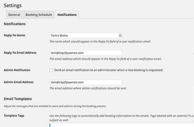 Notificaciones de las reservas