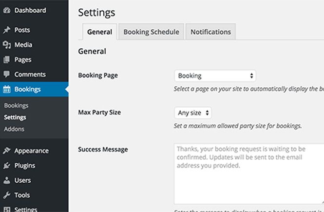 Restauran Booking settings