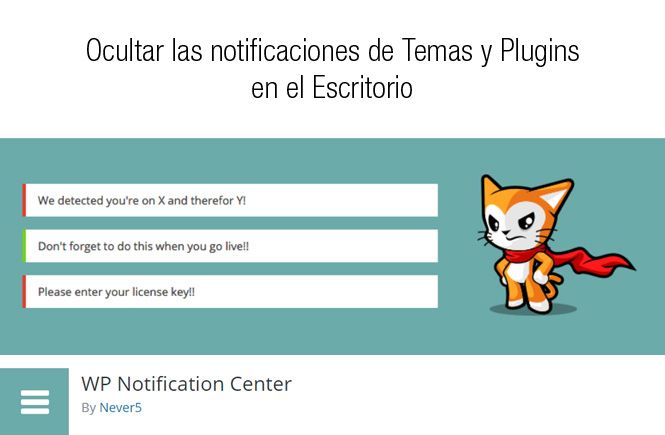 Ocultar en el Escritorio las notificaciones de Temas y Plugins
