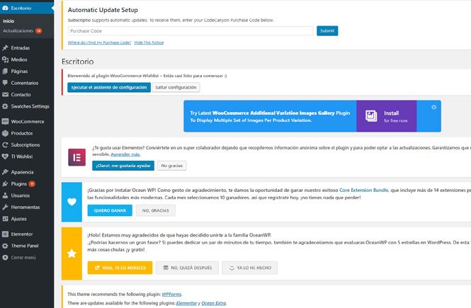 Ocultar las notificaciones de Temas y Plugins en el Escritorio
