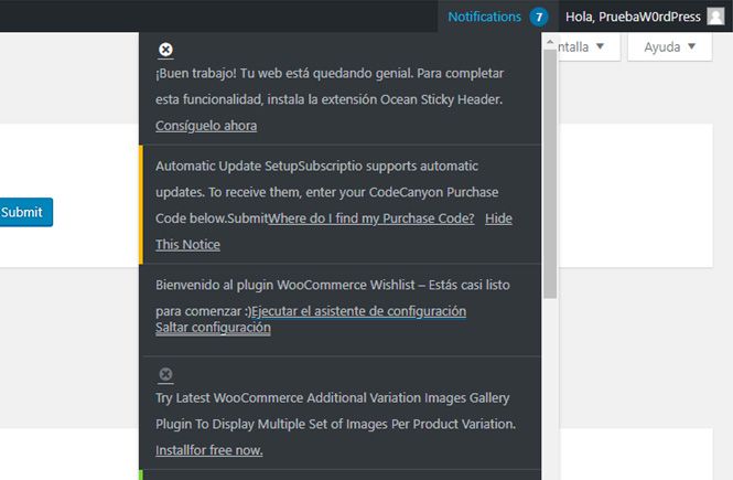 Ocultar notificaciones con WP Notification Center